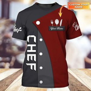 メンズTシャツパーソナライズされた名前シェフシャツ夏のメンTシャツ料理人ギフト3DプリントユニセックスTシャツギフトシェフカジュアルクールTシャツDW56230308