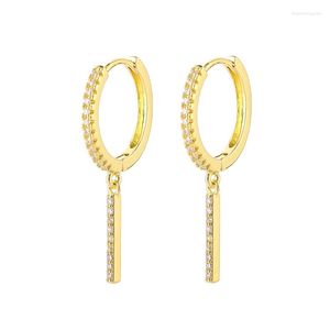 Hoop Earrings SIPENGJEL Fashion Inlaid Zircon Spike Strip Pendant Delicate Ladies Charm Small For Women Jewelry 2023