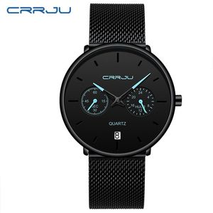 Designer masculino Relógios Crrju Full Aço Casual Relógio à prova d'água para Man Sport Quartz Watch Men's Dress Calendar Watch Relogio 288G