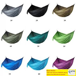 44 Färger Nylon Hammock med rep karabiner utomhus fallskärmduk hängmatta vikbar fält camping svängande säng bc
