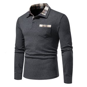 Polo da uomo Camicia da uomo Moda Manica lunga Affari Sociale Maschile Tinta unita Colletto abbottonato Lavoro Bianco Nero Tops Tees 230308