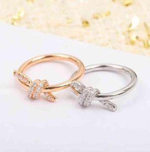 Yeni düğüm yüzüğü dişi t sterling gümüş kaplama 18k altın ed ip kız gu gu hiding aynı stil düz3334513
