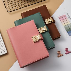 Anteckningar A5 anteckningsbok och tidskrifter PU Leather Kawaii Personlig dagbok med Lock Daily Monthly Plan Note Book Office Notepad Stationery Gift 230309