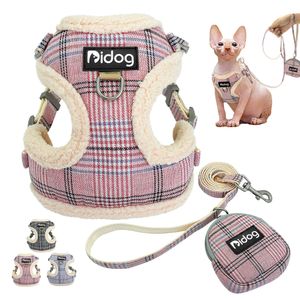 Collari per gatti Guinzagli per imbracatura in morbido pile Gilet per cani caldo Cucciolo di chihuahua Set di guinzagli regolabili per animali domestici Cappotto per cani di taglia piccola e media s 230309