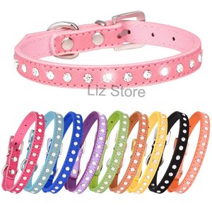 Puppy Dogs Collar Bell Rhinestone Pet Adjustable Collars Puppy Pets Cow Suede Diamante Neck Strap Small Medium Cat Necklace TH0835