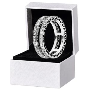 Anel de círculo duplo de diamante CZ para Pandora autêntica jóias de festa de casamento de prata esterlina para mulheres anéis de estilista de presente de namorada com conjunto de caixas originais