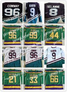 Özel Hokey Formaları Vintage The Mighty Ducks of Anaheim Film 96 Charlie Conway Hokey 8 Teemu Selanne 9 Paul Kariya 99 Bankalar 44 Reed 21 P