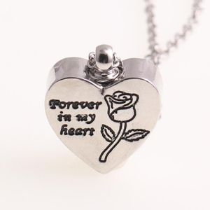 Pendant Necklaces European And American Forever In My Heart Lettering Rose Casket Necklace Heart-shaped Perfume Bottle