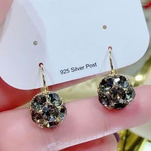 Dangle Earrings Simple Female Grey Crystal Ball Earring For Women Exquisite Ear Stud Temperament French Ear-rings Charm Girl Party Jewelry