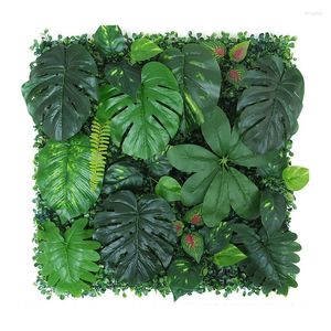 Dekorativa blommor 50x50 cm Artificial Green Wall Landscape Home Garden Jungle Decoration Super växter som hänger gräsgrönska paneler