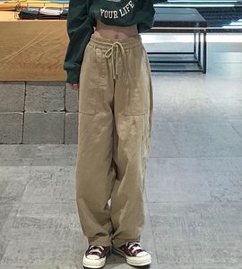 Spodnie damskie Capris Women Casual Pants Vintage CARGO PNTY SHINTRING HIGH TALIST Modki luźne koreańskie joggery uliczne spodnie Y2K Hip-hop BF 230309