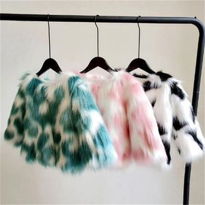 가짜 모피 어린이 소녀 코트 고품질 패션 소녀 재킷 따뜻한 두꺼운 겉옷 겨울 야외 어린이 파카스 여자 옷