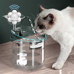 Dog Bowls Feeders Cat Water Fountain Filter Automatic Sensor Drinker For Cats Feeder Pet Dispenser Auto Drinking 2L Pets Y2303