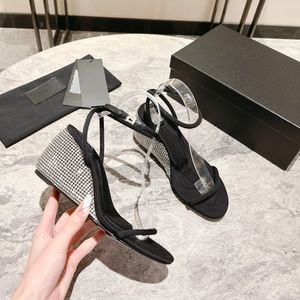 2023 Designer Luxus Nova Sandal Summer Women High Heels Kristall Trimmed Wedge【code ：L】alexanderwang designer heels women glass slipper