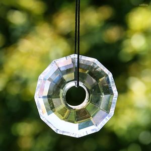 Chandelier Crystal Round Laser Cut Glass Art Prism Faceted Hole Accessories For Chandeliers Hanging Ornament Suncatcher Crafts