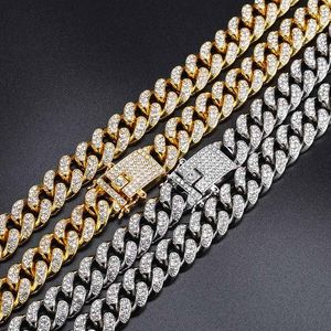 Kedjor män hip hop bling full pave rhinstones chain halsband miami kubanska halsband fjäril spänne unisex smycken