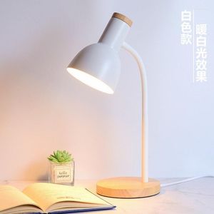 Table Lamps Nordic Creative Wooden Lamp LED Eye Protection Desk Student Reading Modern Bedside Small Plug-in E27