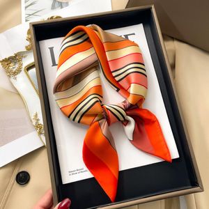 Designer Letters Print Flower imitate Silk Scarf Headband for Women Fashion Long Handle Bag Scarves Paris Shoulder Tote Luggage Ribbon Head Wraps 70x70CM 24Colors