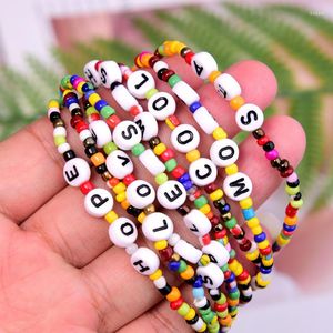 Strand 2023 Summer Fashion Letter Beads Bracelet For Women Trendy Joker Beach Sea Side Hand Decoration Lady Girls Multi Cool Bangle