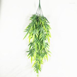 Dekorativa blommor 78 cm lång simulerad sparris gräs bambublad remsa dekoration spray färg vägg hängande växt material grönt