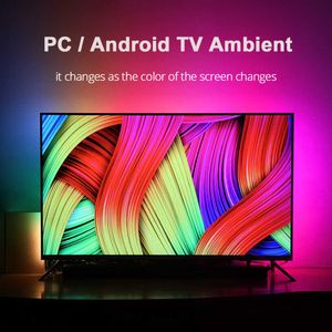 Светодиодные полосы DIY Ambient TV PC Dream Screen USB Светодиодная полоса HDTV Монитор компьютера Подсветка Адресная светодиодная полоса WS2812B 1/2/3/4/5/5M Полный набор J230308