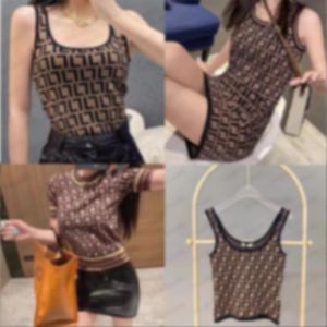 Spring summer designer retro Women's Knits luxury women's Knits sleeveless vest high-end t shirt F letter print