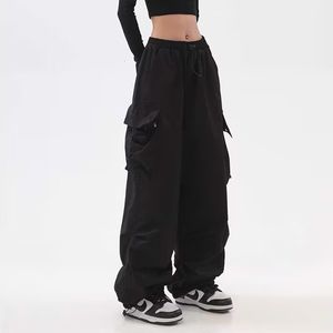 Damenhose, Caprihose, Streetwear, Frühling, Cargo, Damenhose, Übergröße, Taschen, elastische Taille, Hose, Harajuku, weites Bein, Baggy-Hose für Damen, 230310