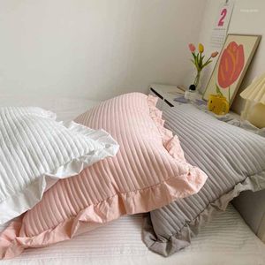 Pillow Western Beauty Super Soft Chiffon Printed Quilting Pillowcase Stripe Single Thick Foreign Girl Heart Ruffles 48x74cm