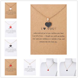 Fashion Women's Love Heart Pendant Necklace Gold White Gift Card Chain Alloy Clavicle Chocker Necklaces Jewelry