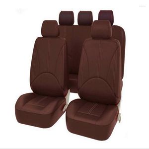 Car Seat Covers 9PCS PU Leather Front & Rear Full Set Universal For 5-Seats