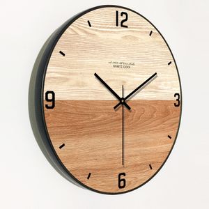 壁時計シンプルな木製穀物壁時計ミュートリビングルームクリエイティブベッドルームクロックノルディックホームクロックウォールウォッチ230310