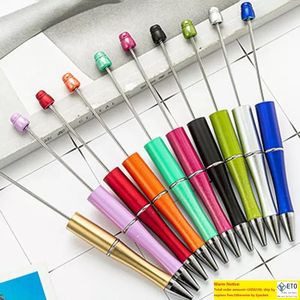 Student Beadable Plastic Ballpoints DIY Add Beads Ballpoint Pens Bead Ball Pen Promotional Christmas Gifts Creative