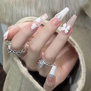 False Nails Fashion 24pcs/Box Detachable Coffin Wearable Ballerina Glitter Fake Full Cover Nail Tips Press On