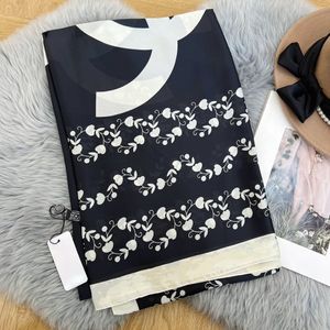 Cachecóis de Seda Modal Top Lenços de Chiffon de Luxo para Senhoras Cachecol de Moda Lenço de Cabeça Feminino Desenho de Alfabeto Floral Xales Estampados em Letras 180*90