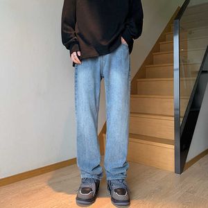 Jeans masculinos 2023 Primavera nova versão coreana vintage Blue Loose Casual Casual Fashion Troushers Versátil Dark Y2303