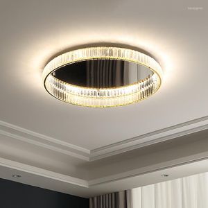 مصابيح السقف الحديثة كريستال LED Dimmable غرفة المعيشة قابلة للذهول مصباح الفولاذ الذهبي مصباح نوم مثبتة على تركيبات اللمعان