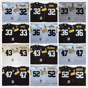 Classic Vintage 1990 College Football 32 Franco Harris Jersey Vintage 33 Merril Hoge 36 Jerome Bettis 43 Troy Polamalu 47 Mel Blount 52 Mike Webster Jerseys