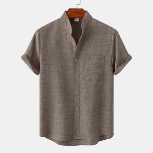 Summer Men Sailor Collar Beach Casual Shirts Line Button Down Short Rękaw koszulę