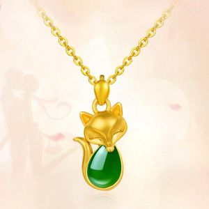 Ketten, personalisiert, vergoldet mit 24-karätigem Gold, eingelegter Imitation eines Jasmin-Chalcedon-Anhängers aus weißer Jade, weiblich