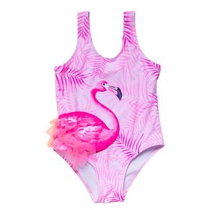 Tek parça flamingos tek parçalı çocuk kız mayo 3d baskı mayo küçük bebek çocukları mayo yürümeye başlayan çocuk yüzme takım elbise plaj giymek