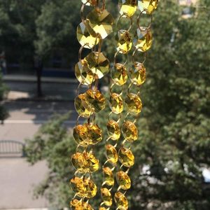 Chandelier Crystal 10M/lot 14mm Gold Octagon Beads K9 Garland Strand For Home & Wedding Decoration Supplies Parts