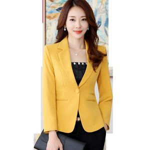 Женские костюмы Blazers Высококачественные женские пиджаки куртка Fall Office Lady Business Formal Wear маленький костюм с одним пуговицами Blazer Poat Mujer Y89 230310