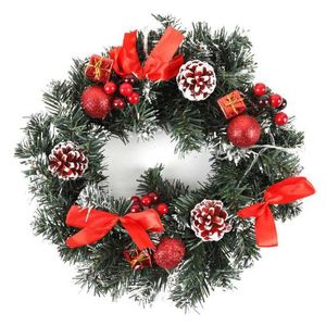 Decorative Flowers Wreaths Christmas 40cm LED Wreath With Artificial Pine Cones Berries And Holiday Front Door Hanging Decoration Decor P230310 P230310
