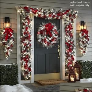 Decorações de Natal Wreath Wreath Outdoor Xmas Sinais de Home Garden Escritório Vitora da frente pendurado Garland Ano Decoração 220916 Drop Delivery DHCD8