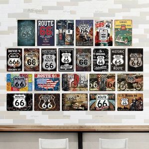 Rutt 66 Tin Sign Vintage Route66 Metal Sign Metal Plack Retro Garage Wall Decor för Bar Pub Club Man Cave Decor Bas Station Personliga metallskyltar Storlek 30x20cm W01