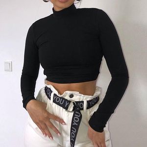 Camisetas femininas Sensual Back Hollow Out Bandage Slim Fit Top Women 2023 Turtleneck Casual Harajuku STREEWATH TSHIRT