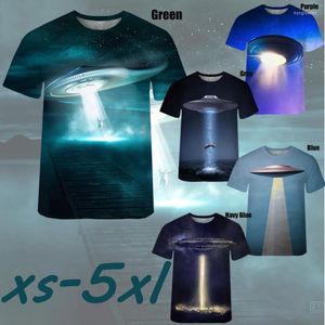 Herr t-skjortor 2023 herrar damer sommar mode 3d tryckt ufo främmande invasion t-shirt andas mjuk och bekväm topp