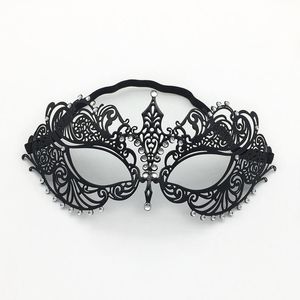 Party Masks Metal Diamond Iron Mask Festival Supplies Masquerade Half Face Halloween Silver Black Golden Color