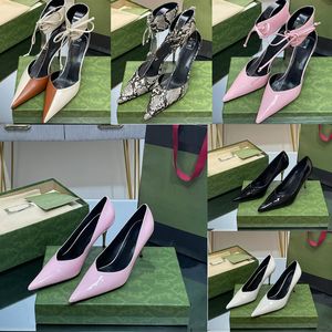 2023 designer luxury pointed toes High-heeled sandals G family women Leather Black white pink line buckle shoes lady sexy fashion Shallow metal stiletto heels sandal