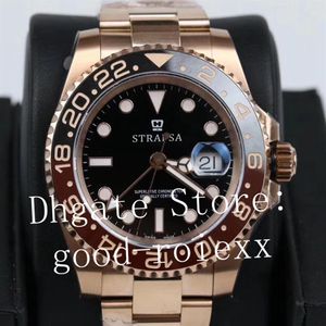 Luxo Rose Gold 904l Aço relógio Mens GM Factory Automático ETA 2836 Black Brown Belief Cerachrom Men Chnr Master Pepsi Watches260V